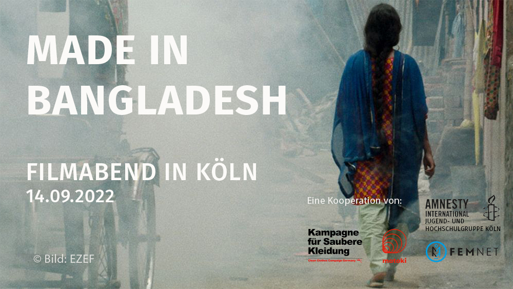 Made in Bangladesh. Filmabend in Köln. 14.09.22